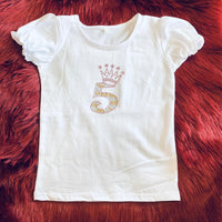 Tshirt White w/Gold Rhinestone