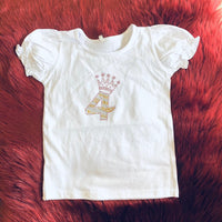 Tshirt White w/Gold Rhinestone