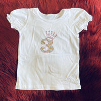 Tshirt White w/Gold Rhinestone