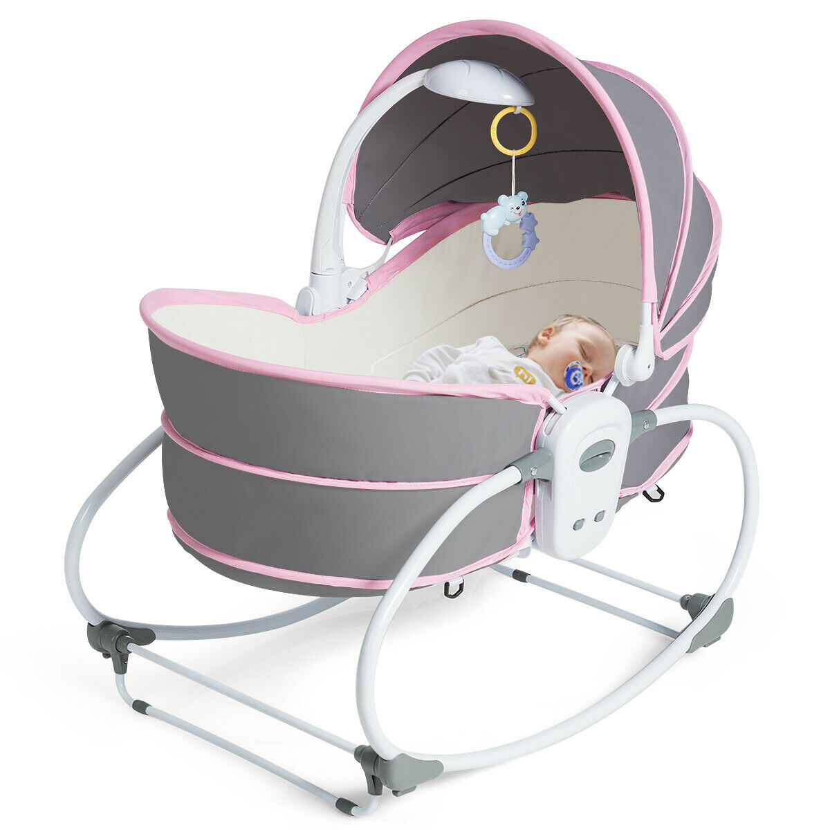 Pink and grey outlet bassinet