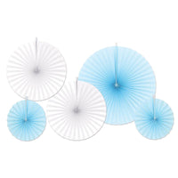 Shower Paper Fans-Blue/white