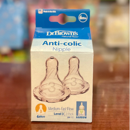 Dr Brown Lev 3 Std Nipple 2pk 332-P3