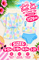 Girls 3pc Bathsuit w/coverup fts40560