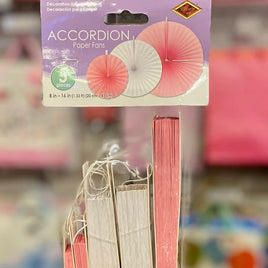 Shower Paper Fans-Pink/white BPS53327