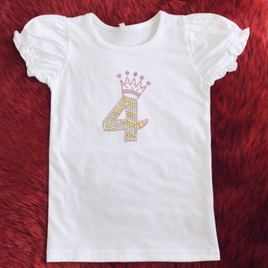 Tshirt White w/Gold Rhinestone ctp607
