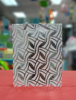 Gift Bag White & Silver Abstract 7*9" fts11773