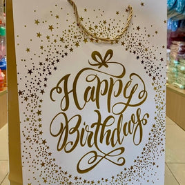 Gift Bag Happy Birthday Wht/Gold FTS32710