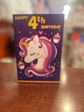 Greeting Card 4th Birthday Girl ace384