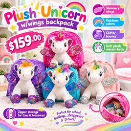 Plush Unicorn w/wings backpack FTS17928