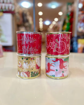 Christmas ribbon wired edge printed 2.5"fts15331