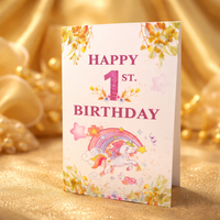 Greeting Card 1st Birthday Girl ace378