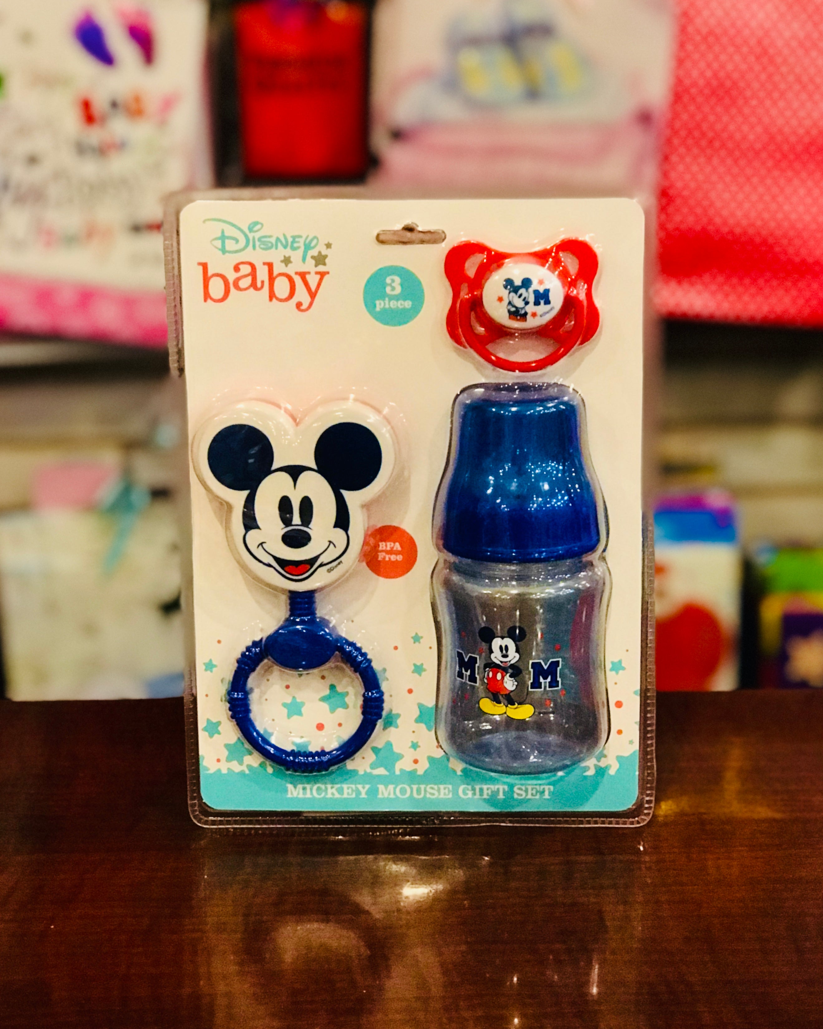 Disney Mickey Mouse Bottle Gift Set with Pacifier and Rattle