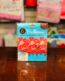 Balloon Bday Con Red 6pk AM115800.40