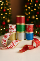 Christmas wired edge ribbon 2.5" fts15332