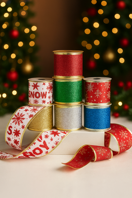 Christmas wired edge ribbon 2.5" fts15332