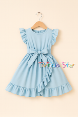 Ruffle Sleeve Bowtie Dress fts40494