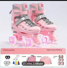 Pink Adjustable Rollerskakes LED Wheels fts40429