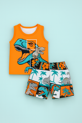 Boys 2pc Vest & Shorts Dinosaur fts40499