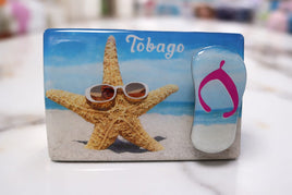Souvenir Fridge Magnet w/Starfish & Slipper fts23826