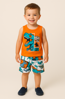Boys 2pc Vest & Shorts Dinosaur fts40499