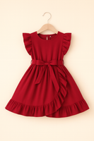 Ruffle Sleeve Bowtie Dress fts40494