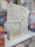 Gift bag White w/gold pattern 12*10"fts32689