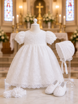 Christening Dress w/Lace fts40583