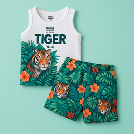 Boys 2pc Vest & Shorts Tiger fts40498