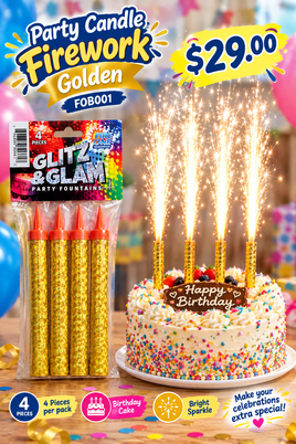 Party Candle-Firework-Golden FOB001