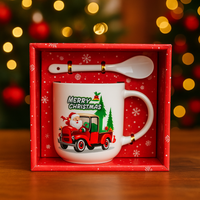 Christmas ceramic mug & spoon fts15603