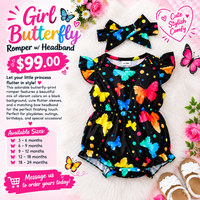 Girl Butterfly Romper w/Headband fts40549
