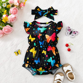 Girl Butterfly Romper w/Headband fts40549