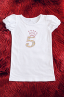 Tshirt White w/Gold Rhinestone