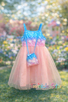 Girl Dress Mermaid Print w/Purse fts40487