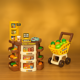 Toy Supermarket Set Brown Ftoy2021069