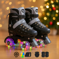 Black Adjustable Rollerskakes LED Wheels fts40430