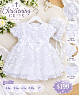 Christening Dress w/Lace fts40583