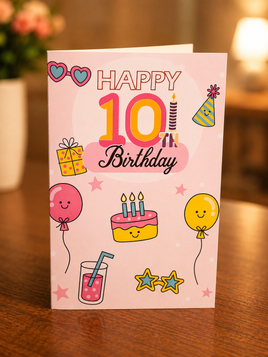 Greeting Card 10th Birthday Girl ace396