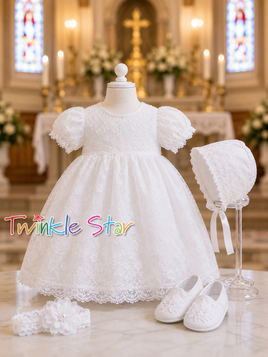 Christening Dress w/Lace fts40583