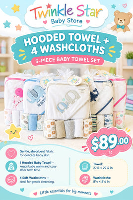 Hooded Towel / 4 Washcloths fts40280