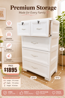 White 5 Drawers fts27990