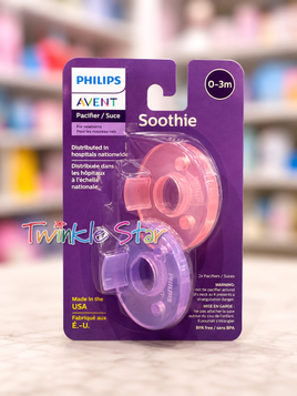 Avent Soothie 0-3m Pin/Pur 2pk av099/02