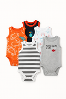 Printed Sleevless Onesies 5pk fts40450