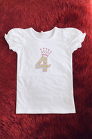 Tshirt White w/Gold Rhinestone