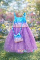 Girl Dress Mermaid Print w/Purse fts40487