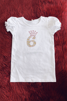 Tshirt White w/Gold Rhinestone
