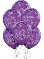 Balloon Bday Purple 6pk