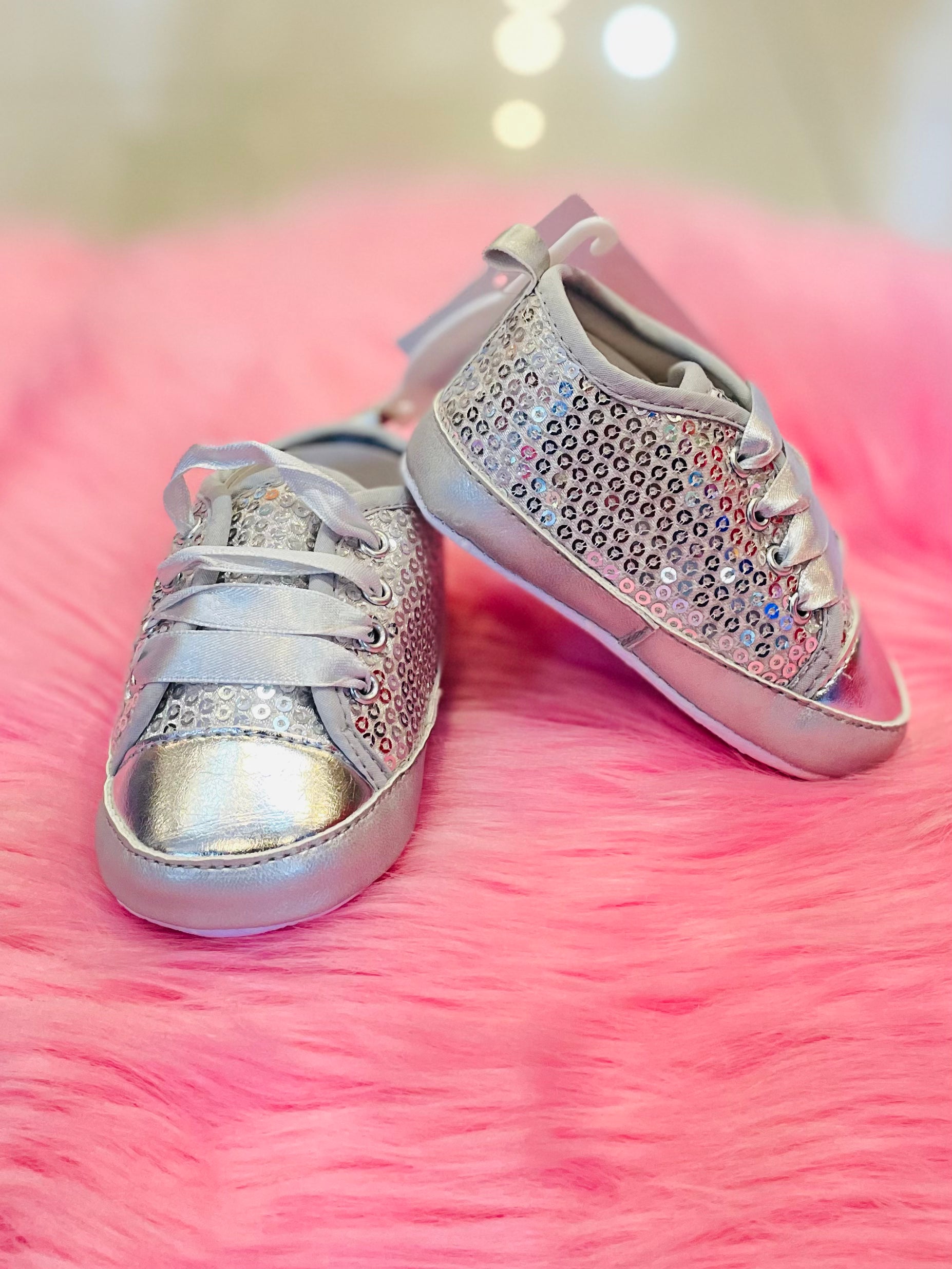 Shoe-Glitter/Lace, Silver 1-4